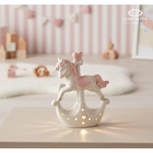 cavallo a dondolo rosa con led carillon 