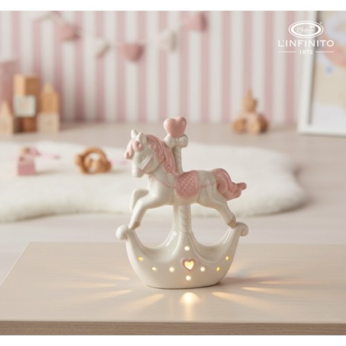 cavallo a dondolo rosa con led carillon