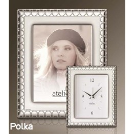 portafoto orologio sveglia polka argento