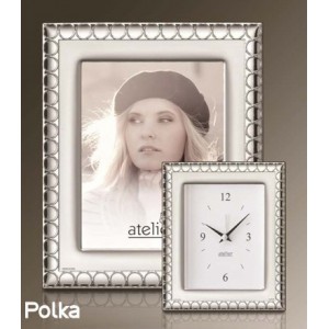 portafoto orologio sveglia polka argento