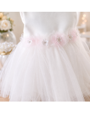 Abito bimba con fiori e tulle panna Abito bimba con fiori e tulle panna