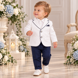 Abito per bimbo bianco blu