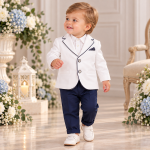 Abito per bimbo bianco blu