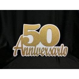 scritta legno grande anniversario oro
