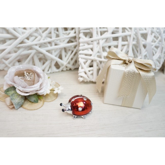 Bomboniera coccinella rossa con strass Bomboniera coccinella rossa con strass