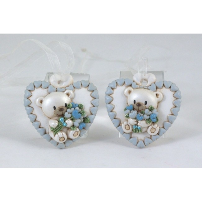 Bomboniera appendino cuore con orsetto baby