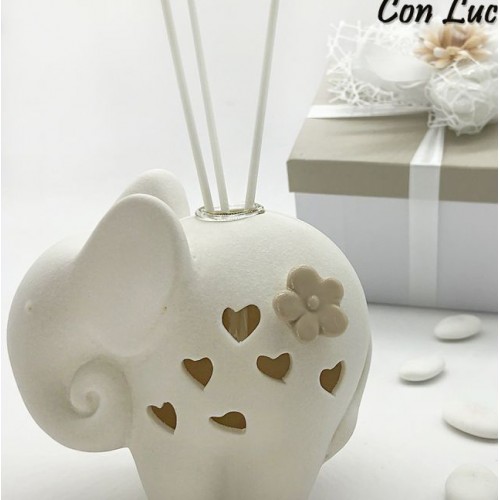 profumatore elefante con led in ceramica