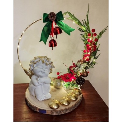 centrotavola con angelo grande e led