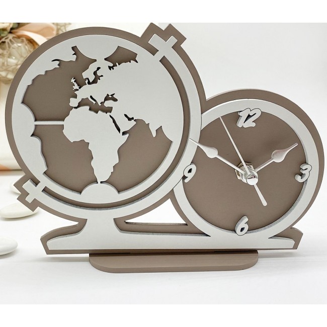 Bomboniera orologio legno mappamondo cuore albero Bomboniera orologio legno mappamondo cuore albero