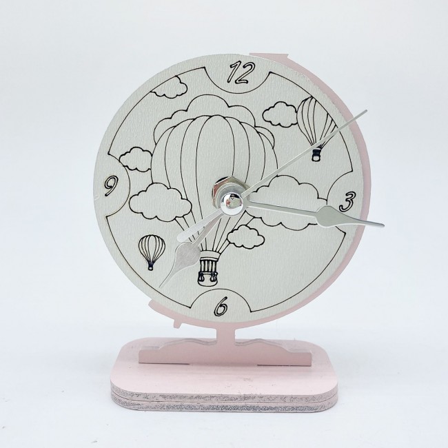 Bomboniera orologio mappamondo mongolfiera rosa