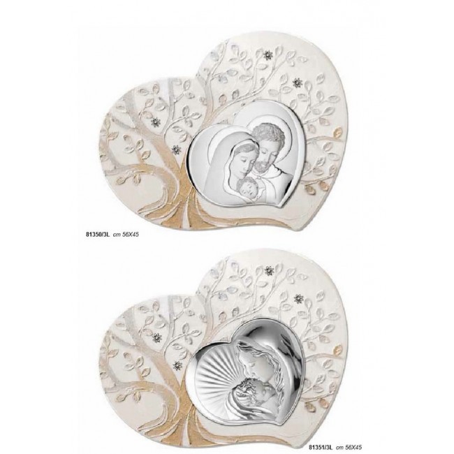 Quadro cuore in legno e argento 