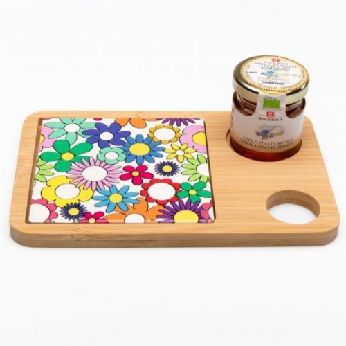 tagliere con miele bio