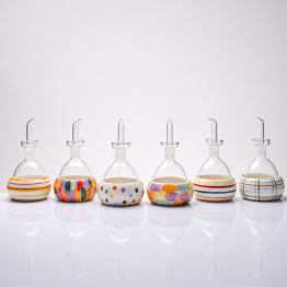 Bomboniera oliera vetro ceramica solidale con olio