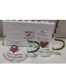 set 6 tazzine vetro amici di cuore matto