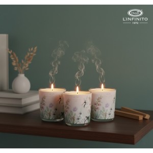 set 3 candele profumate decorate da gru e fiori