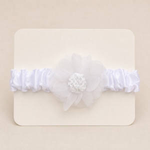Fascia per capelli in raso con fiore in organza