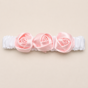 Fascia per capelli bianca con fiori rosa