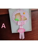 Fiocco nascita piccolo in legno rosa