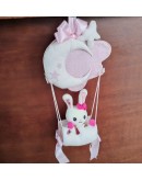 Fiocco nascita mongolfiera rosa personalizzabile
