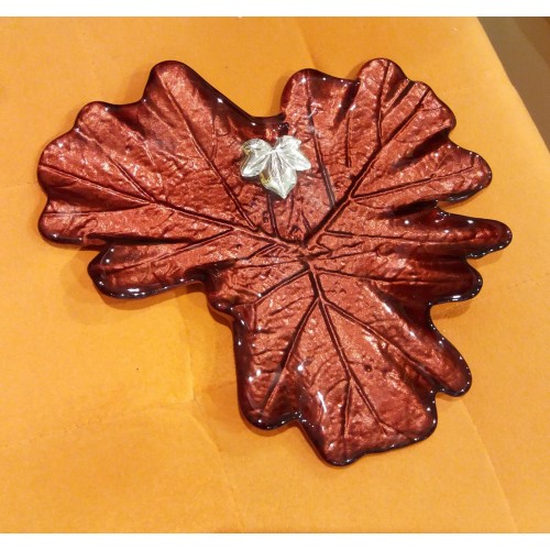 centro foglia in vetro con argento centro foglia in vetro con argento