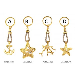 portachiavi stella marina ancora corallo oro con strass portachiavi stella marina ancora corallo oro con strass