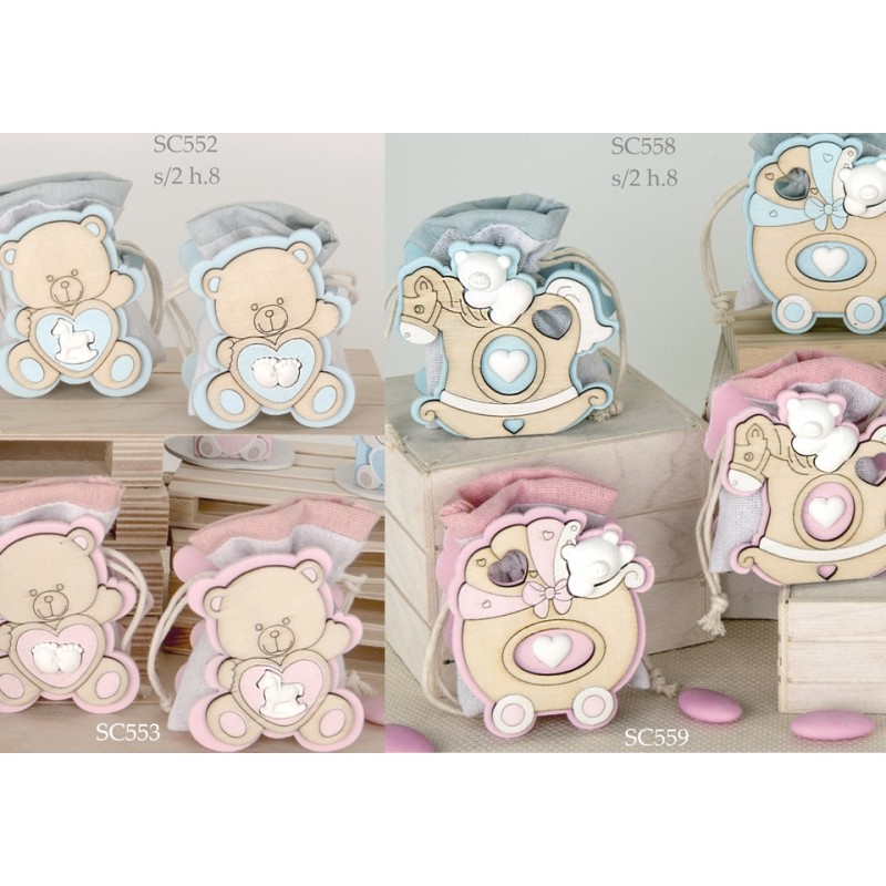 Orsetto elefantino portaconfetti legno bomboniera Battesimo e nascita –  hobbyshopbomboniere