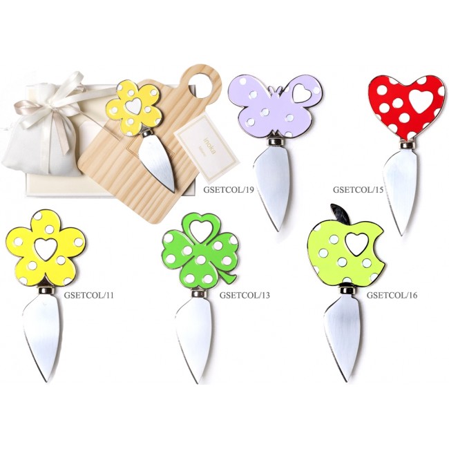 Bomboniera set formaggio inoka tagliere e coltellino Bomboniera set formaggio inoka tagliere e coltellino