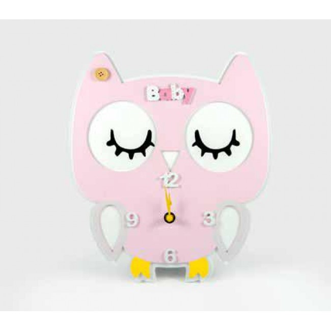 Bomboniera orologio gufo rosa celeste