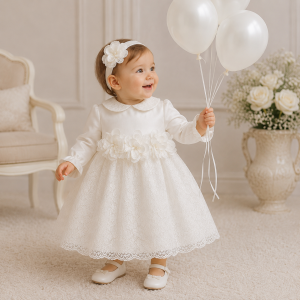 Klaiadi abito elegante per bimba con fiori e gonna in pizzo