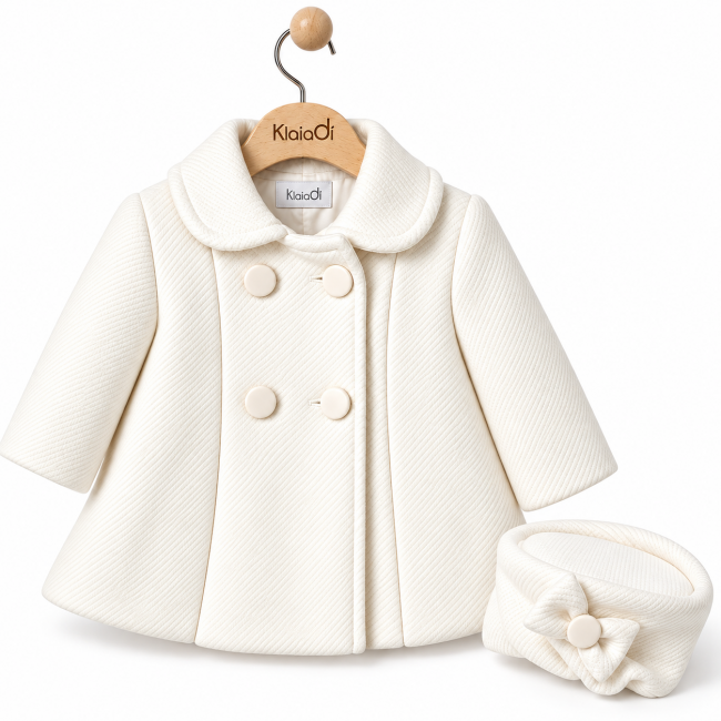 Cappotto elegante per bimba con cappello Cappotto elegante per bimba con cappello