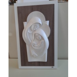 Sacra famiglia piccola grande in legno e resina valenti