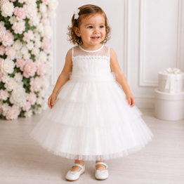 Abito bimba estivo a balze di tulle