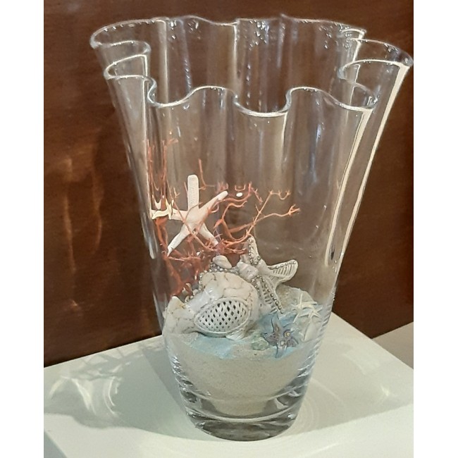 Vaso onde con conchiglie stella e pesci mare Vaso onde con conchiglie stella e pesci mare