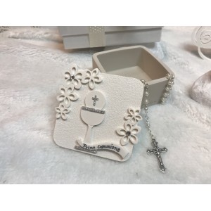 scatola con rosario comunione cresima