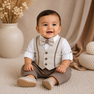 Nazareno Gabrielli Completo bimbo estivo beige tortora