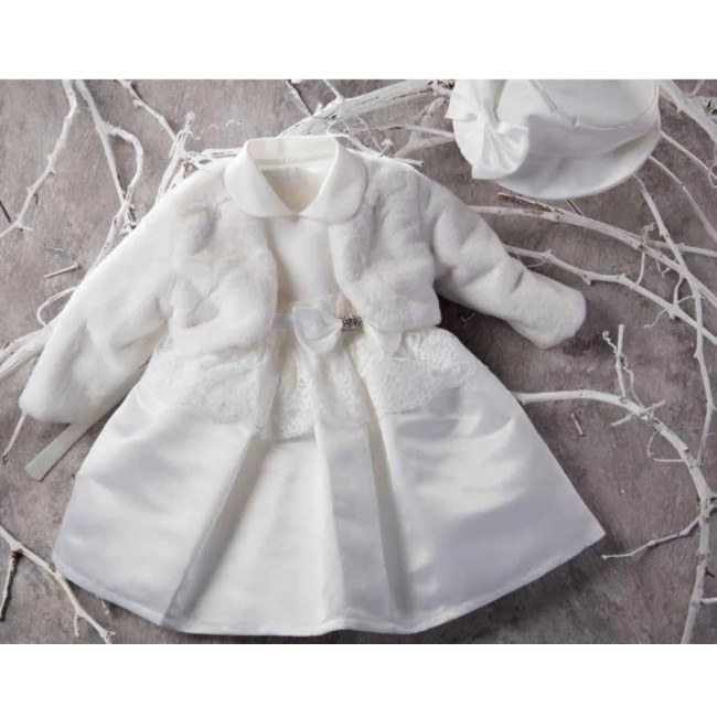 Abito bimba con pizzo e pelliccia