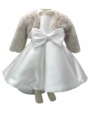 abito bimba panna con pelliccia beige