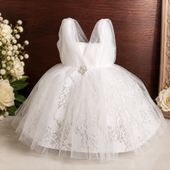 Abito bimba in pizzo e tulle