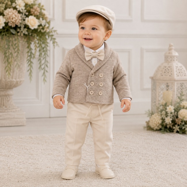 Nazareno Gabrielli Abito bimbo con cardigan beige Nazareno Gabrielli Abito bimbo con cardigan beige