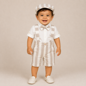 Abito salopette in lino beige