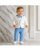 Nazareno Gabrielli Abito elegante panna celeste Nazareno Gabrielli Abito elegante panna celeste