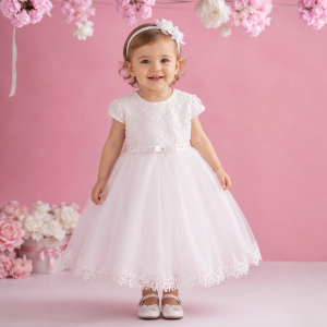 Abito bimba con strass e macramè