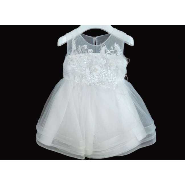 Abito bimba con fiori macramè e perline Abito bimba con fiori macramè e perline