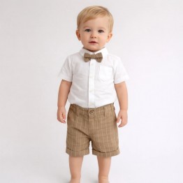 Completo bimbo estivo in cotone beige