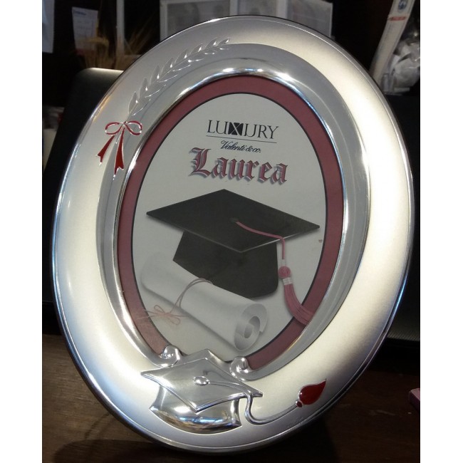 Bomboniera portafoto laurea in argento ovale