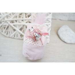 coccinella rosa celeste con strass