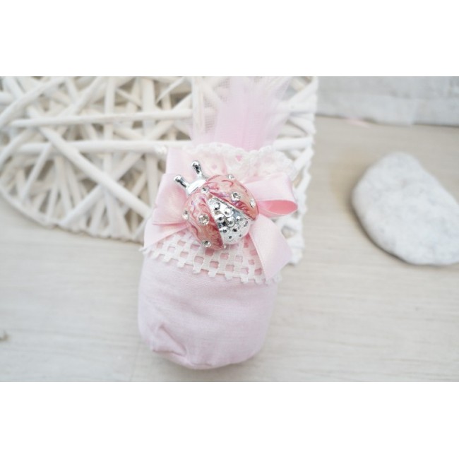 Bomboniera coccinella rosa celeste con strass