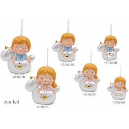 Bomboniera profumatore bimbo bimba su unicorno con led