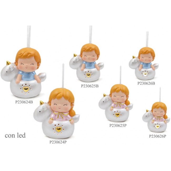 Bomboniera profumatore bimbo bimba su unicorno con led