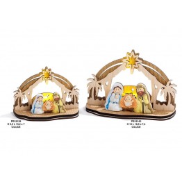 natività in legno con led